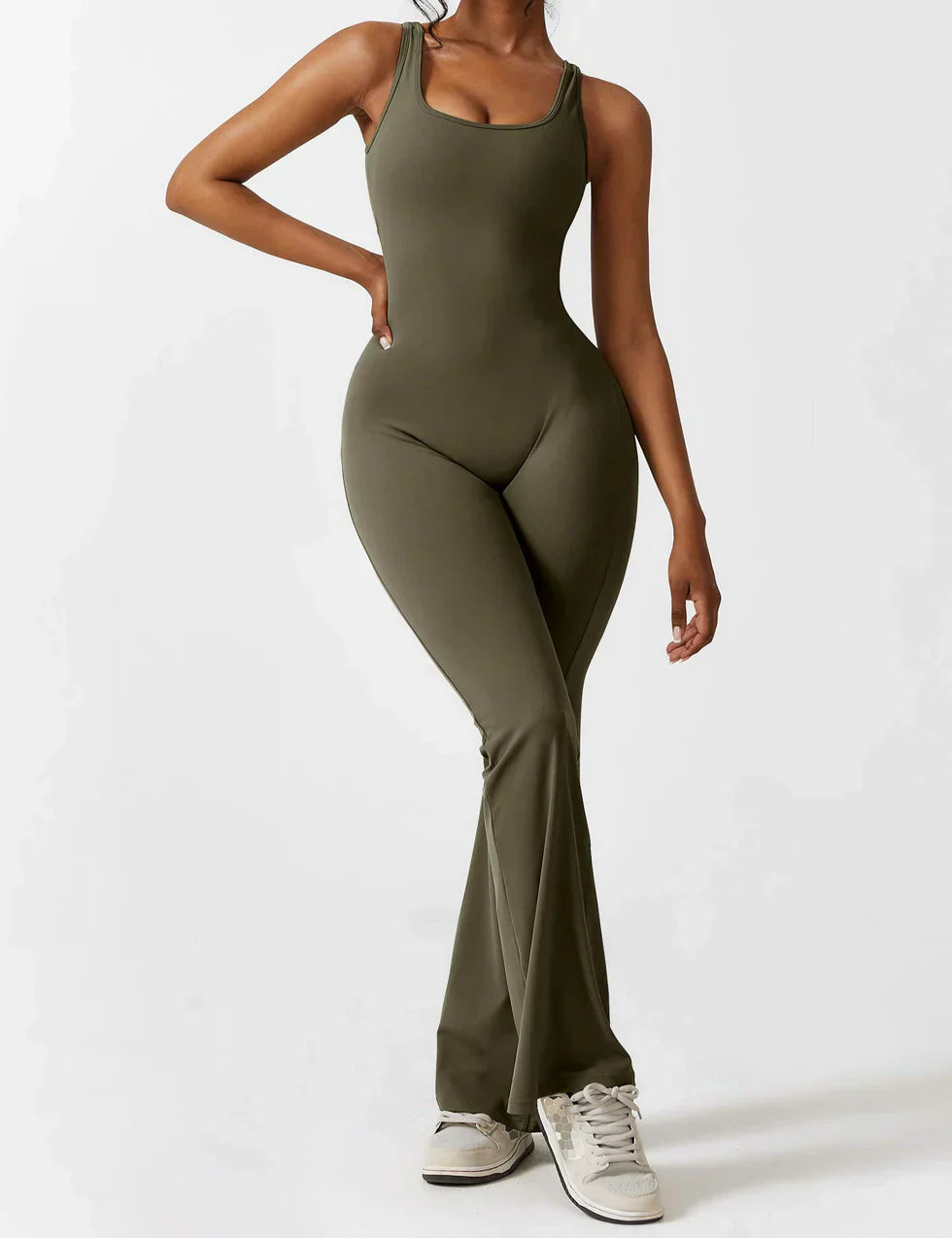 Elena Uitlopende jumpsuit met V-rug