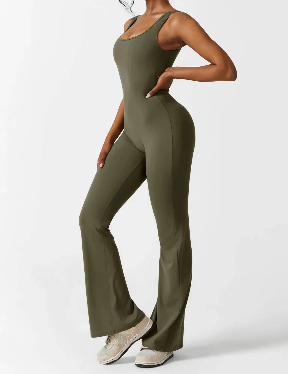 Elena Uitlopende jumpsuit met V-rug