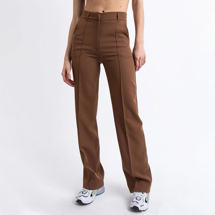 Lena Casual Wide Leg Trousers – Hoog-Taille Broek met Wijde Pijpen voor Veelzijdige Stijl