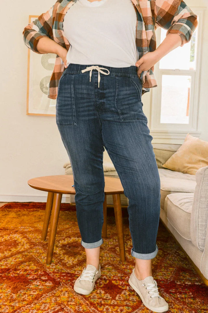 Xyrisa blauwe Demin joggingbroek