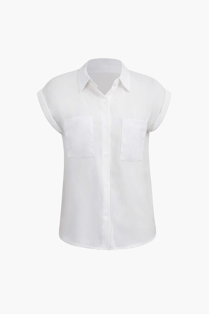 Vittoria damesshirt | Minimalistisch shirt met geknoopte zoom & opgerolde mouwen