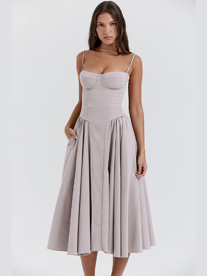 Élodie Grace zomerjurk voor dames | Elegante korsetjurk met bandjes & uitlopende rok