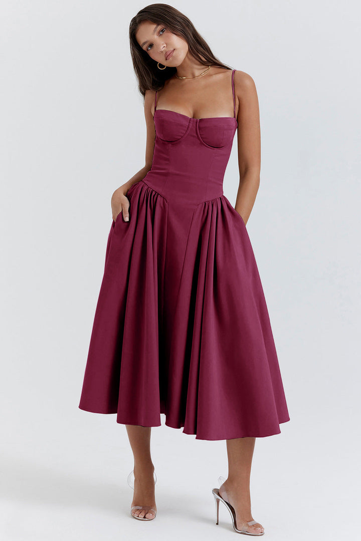 Élodie Grace zomerjurk voor dames | Elegante korsetjurk met bandjes & uitlopende rok