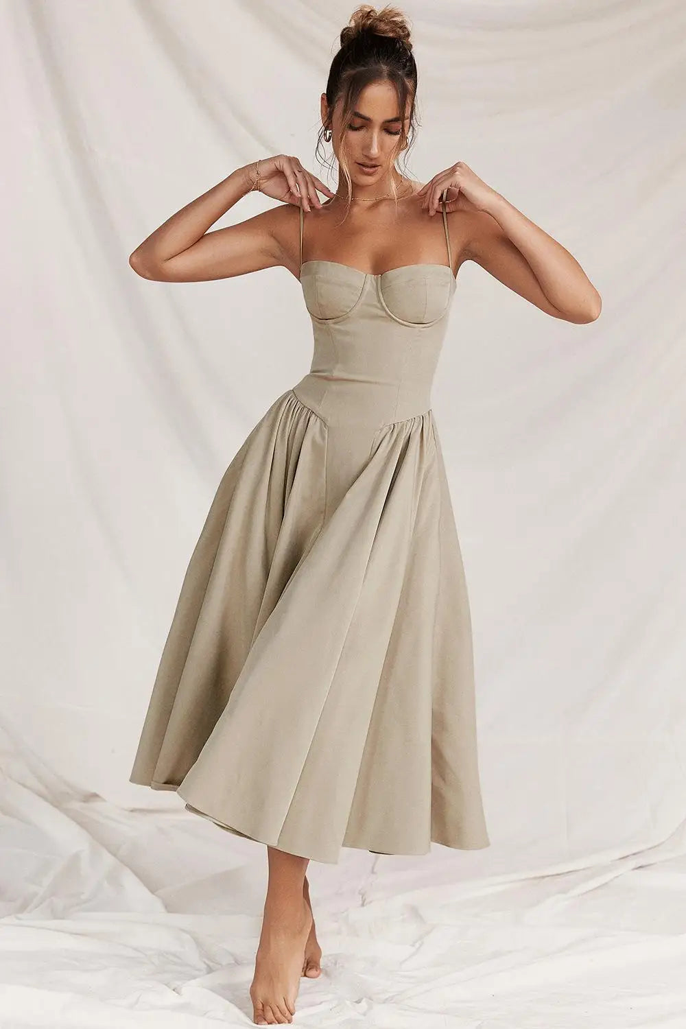 Élodie Grace zomerjurk voor dames | Elegante korsetjurk met bandjes & uitlopende rok
