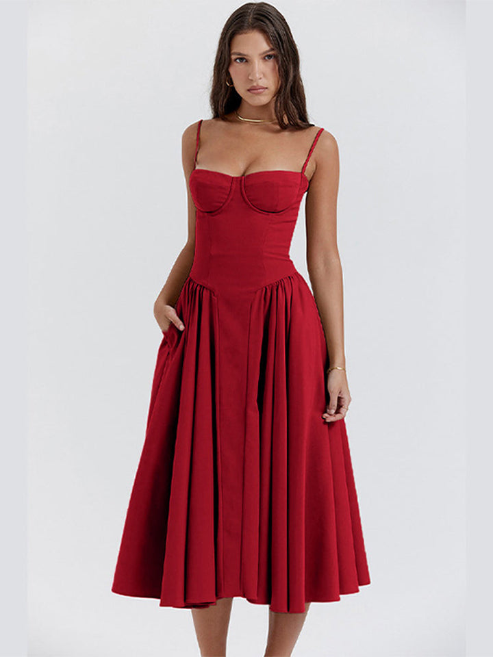 Élodie Grace zomerjurk voor dames | Elegante korsetjurk met bandjes & uitlopende rok