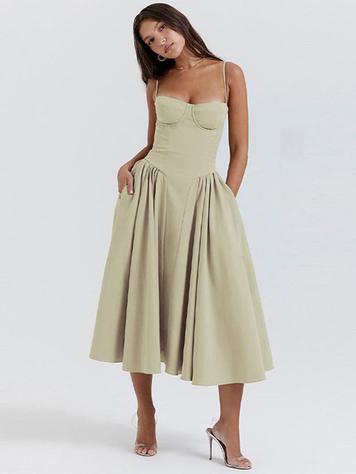 Élodie Grace zomerjurk voor dames | Elegante korsetjurk met bandjes & uitlopende rok