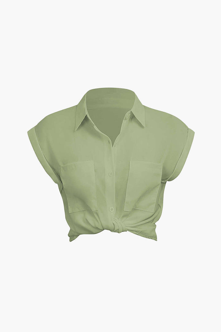 Vittoria damesshirt | Minimalistisch shirt met geknoopte zoom & opgerolde mouwen