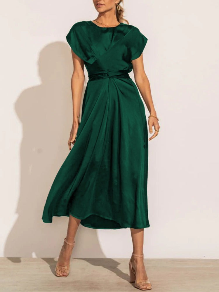 Claire Elegante Zijden Midi Dress voor Vrouwen | Chic & Geraffineerd