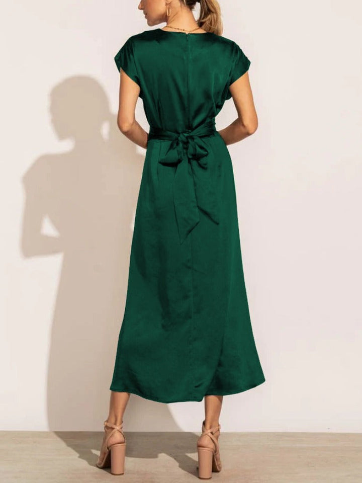 Claire Elegante Zijden Midi Dress voor Vrouwen | Chic & Geraffineerd