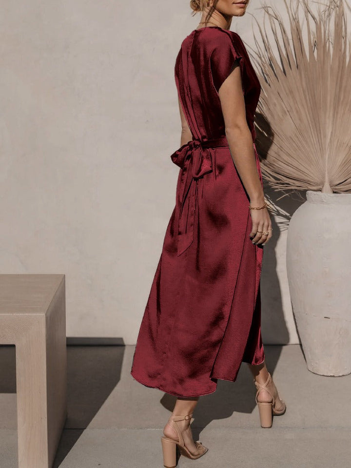 Claire Elegante Zijden Midi Dress voor Vrouwen | Chic & Geraffineerd