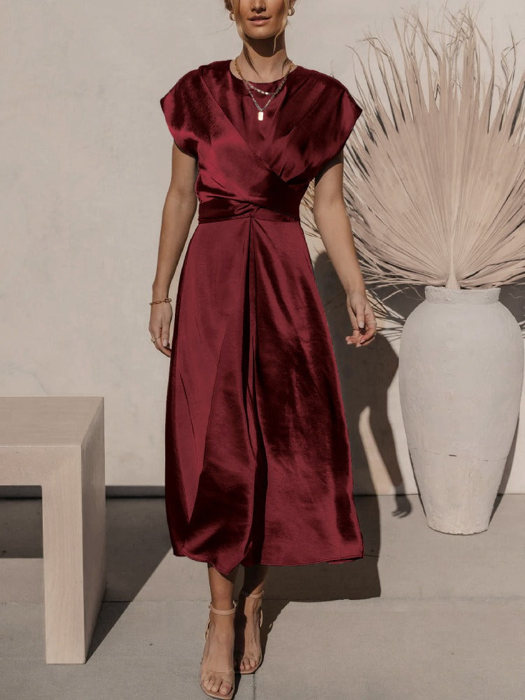 Claire Elegante Zijden Midi Dress voor Vrouwen | Chic & Geraffineerd
