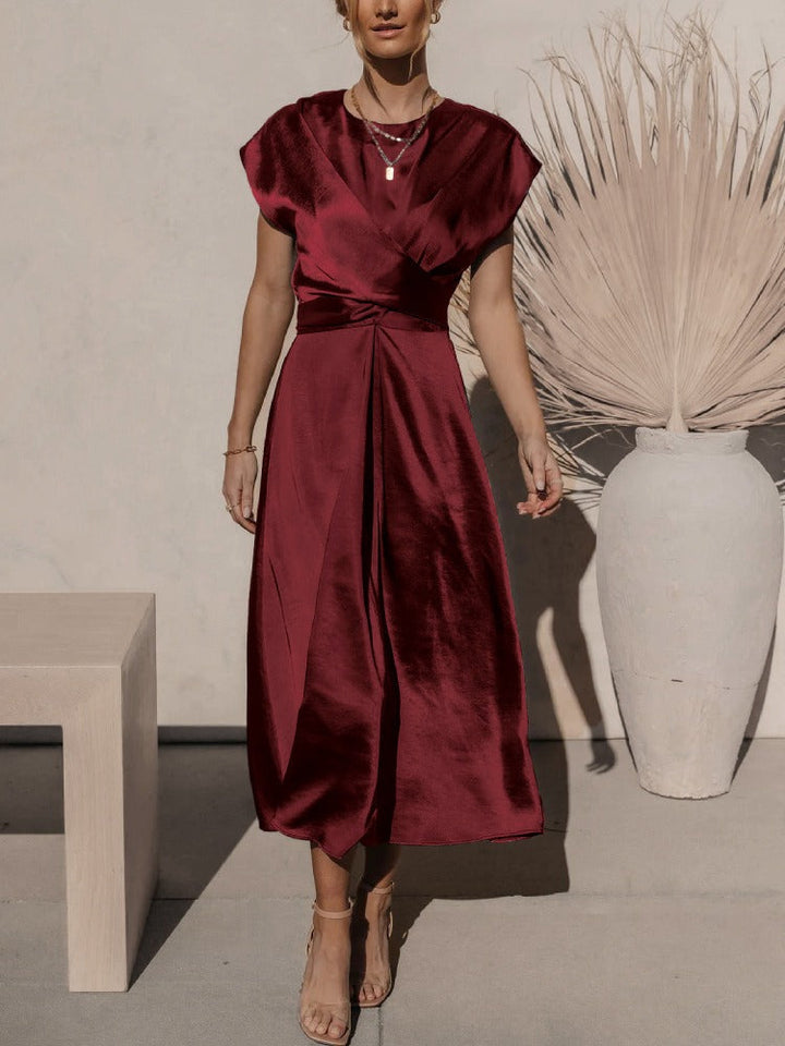 Claire Elegante Zijden Midi Dress voor Vrouwen | Chic & Geraffineerd