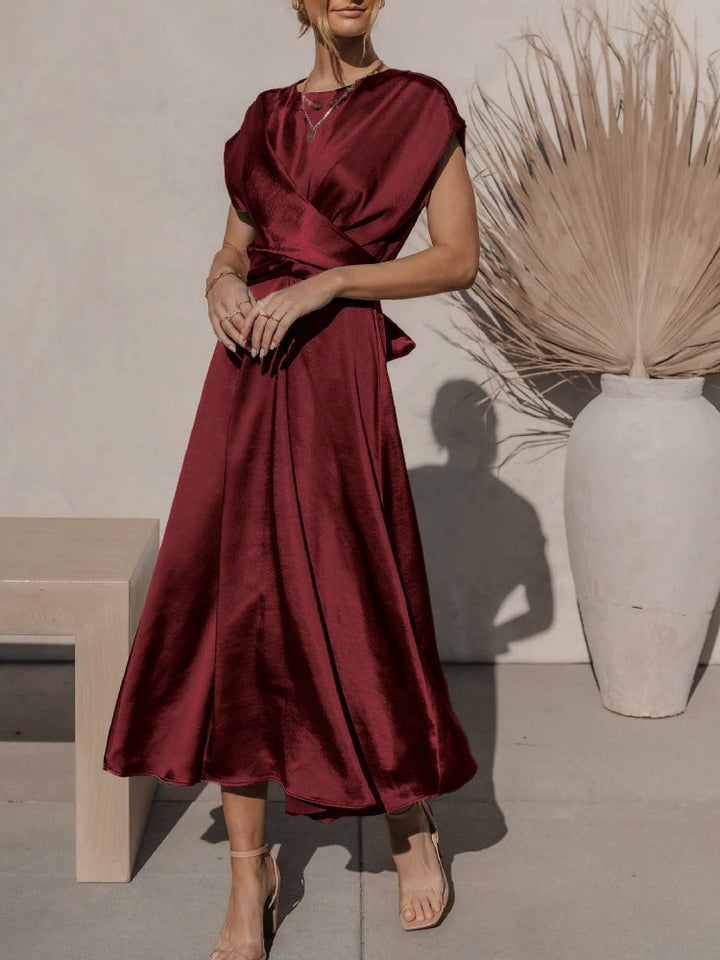 Claire Elegante Zijden Midi Dress voor Vrouwen | Chic & Geraffineerd