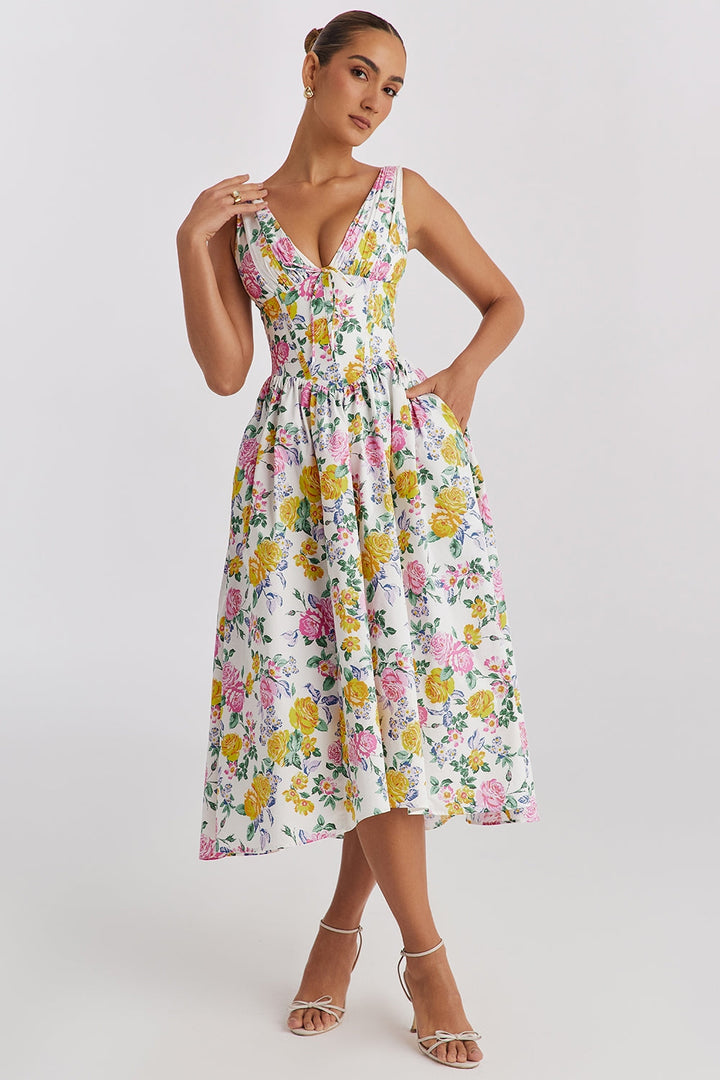 Flare Jurk | Romantisch Corset-Effect & Midi-Lengte voor Elegante Zomerlooks