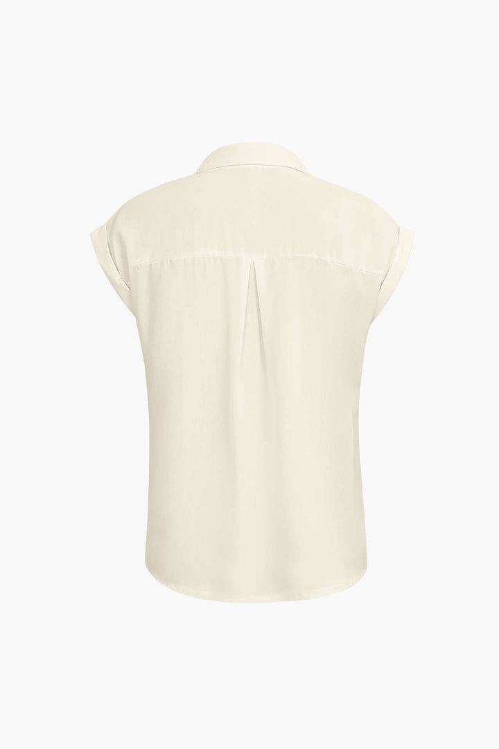 Vittoria damesshirt | Minimalistisch shirt met geknoopte zoom & opgerolde mouwen