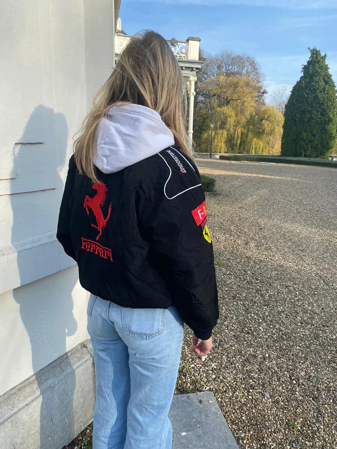 Ailyn dames oversized racejack | motorsport look met kleurblokken & patches
