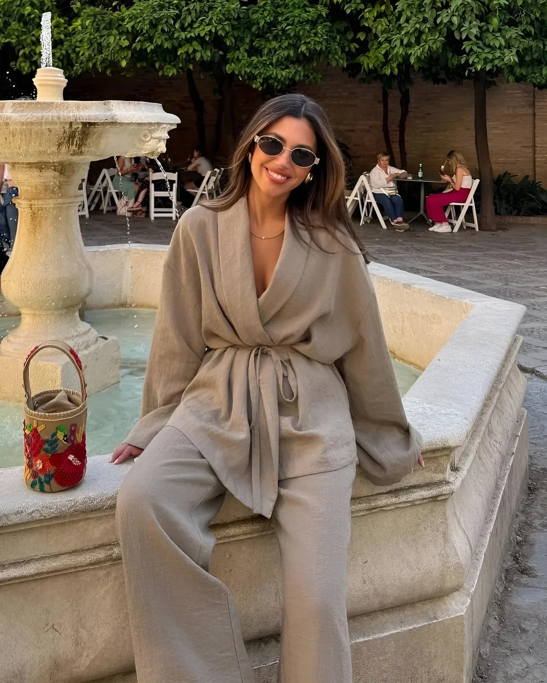 Nalani linnen kimono set voor vrouwen | Luchtig, elegant & veelzijdig voor lente en zomer
