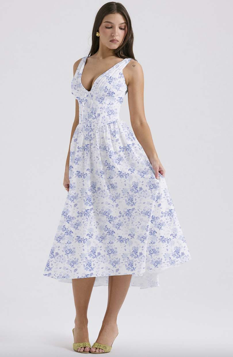 Flare Jurk | Romantisch Corset-Effect & Midi-Lengte voor Elegante Zomerlooks