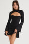 Oscer Glamoureuze Vrouwenjurk | Elegante Hoge Hals & Lange Mouwen