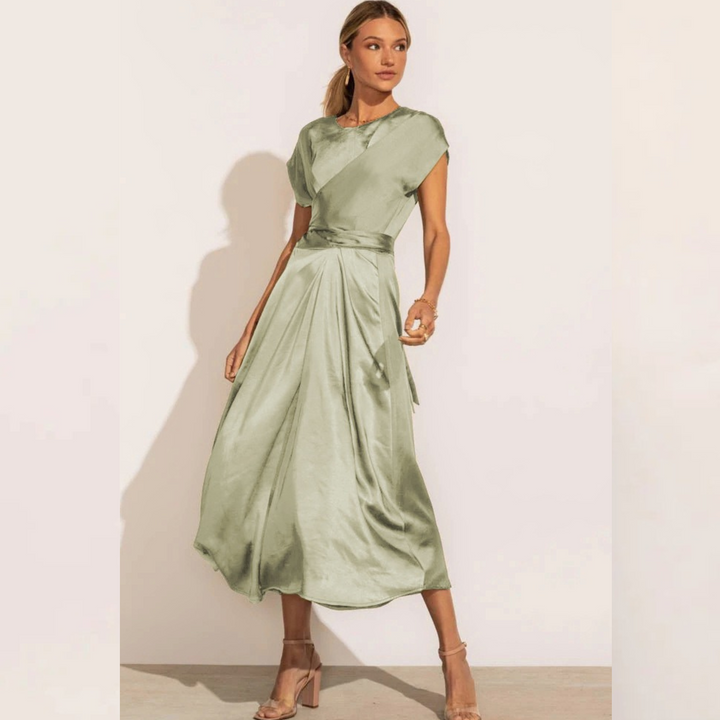 Claire Elegante Zijden Midi Dress voor Vrouwen | Chic & Geraffineerd