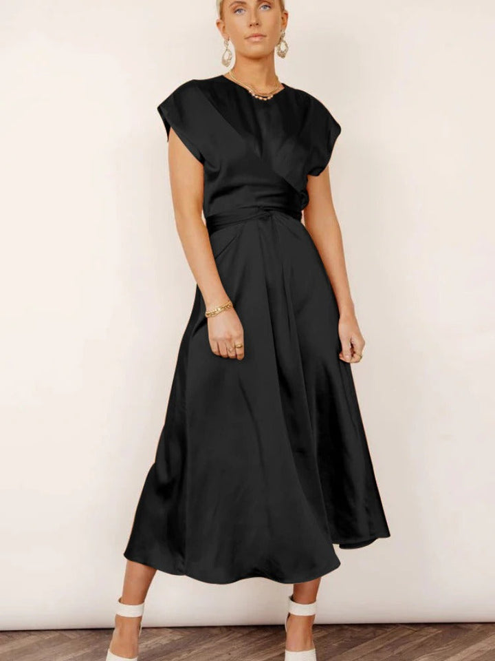 Claire Elegante Zijden Midi Dress voor Vrouwen | Chic & Geraffineerd