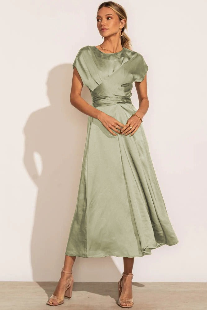 Claire Elegante Zijden Midi Dress voor Vrouwen | Chic & Geraffineerd
