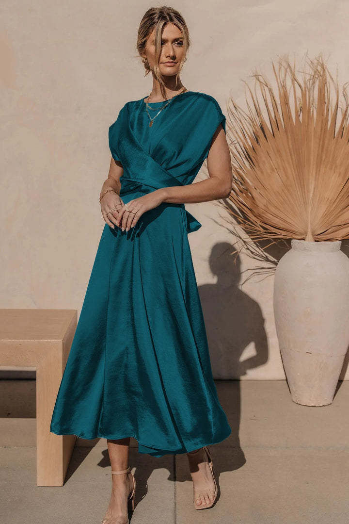Claire Elegante Zijden Midi Dress voor Vrouwen | Chic & Geraffineerd