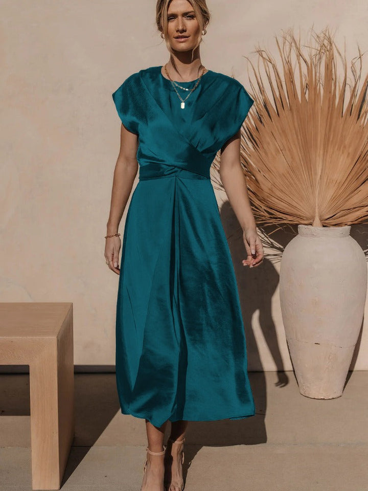Claire Elegante Zijden Midi Dress voor Vrouwen | Chic & Geraffineerd