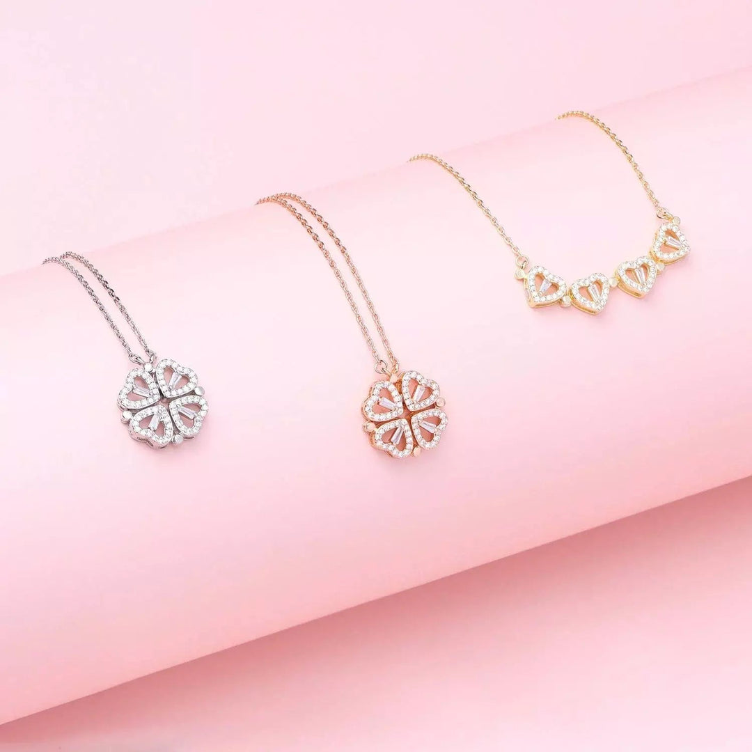 Milara 2-in-1 hart en klaver ketting voor vrouwen | Geluksbrenger & sprankelende hanger