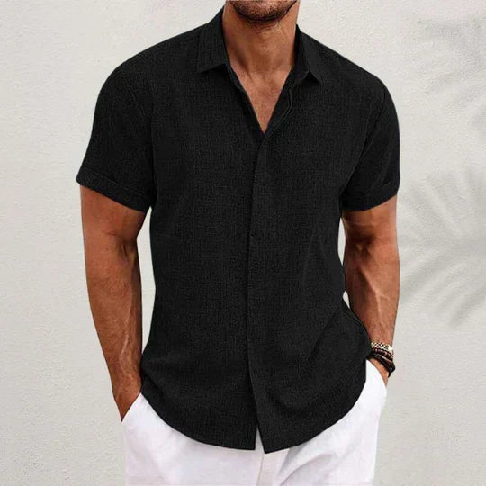 Elion Linnen Heren Overhemd | Ademend Zomershirt met Tijdloze Stijl & Comfort